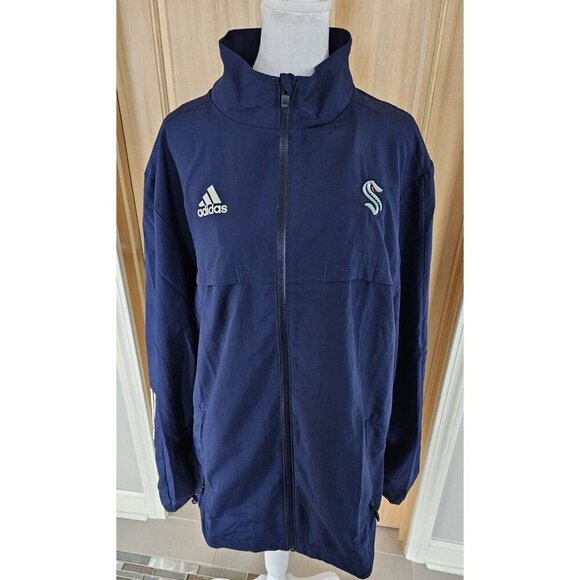 Adidas Climaproof Seattle Kraken Jacket Men's Blue Sideline Jacket Sz L - Picture 1 of 7